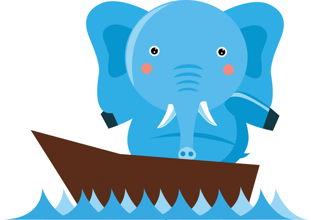 Elephant in a boat illustration