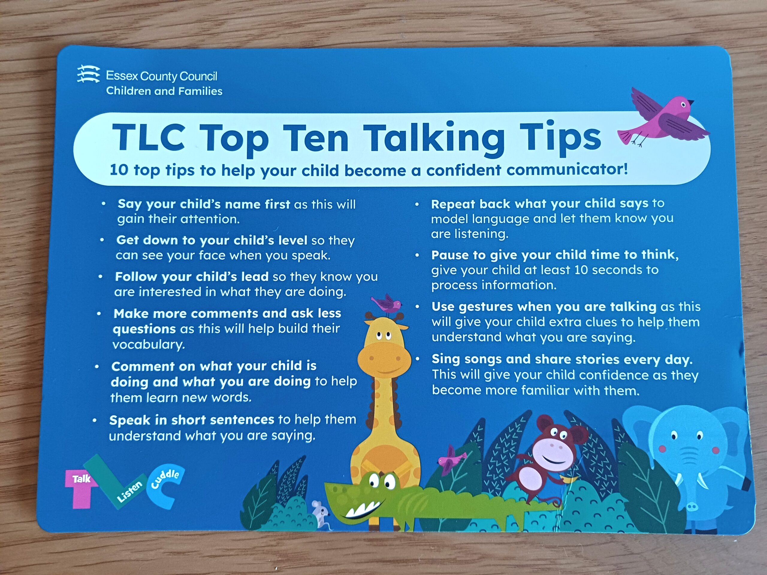 Talk, Listen, Cuddle Top Ten Talking Tips